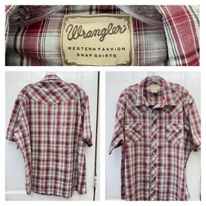 Wrangler Western wear pearl snap button down short sleeve shirt men's XXL